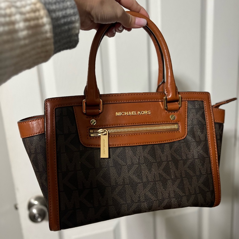 Michael Kors Brown and Tan Handbag The Medium Salma